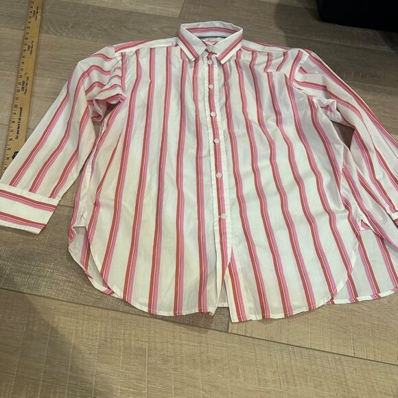 J CREW WOMENS PINK STRIPED LONG SLEEVE BUTTON SHIRT NEW SIZE 10 RELAXED - Picture 1 of 9